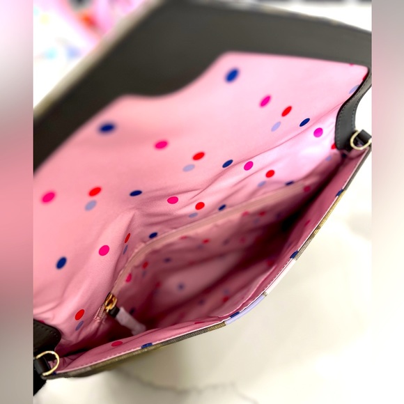 Stella & Dot Pink Striped Olive Army Green Camo Bellamy Envelope Clutch - Picture 3 of 3